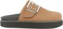 Ganni Suede Buckle Mules Flatform Schoenen Brown Dames - Thumbnail 1