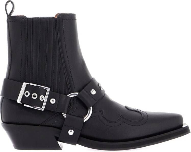 Ganni Western Chelsea Enkellaarzen Black Dames