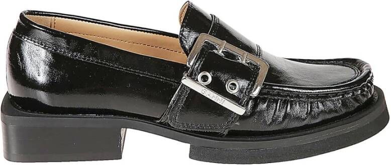 Ganni Zwarte Gesp Loafer Schoenen Black Dames