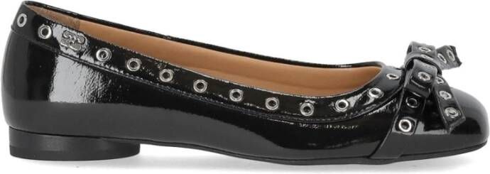 Ganni Zwarte Patent Ballet Flat met Strikken Black Dames