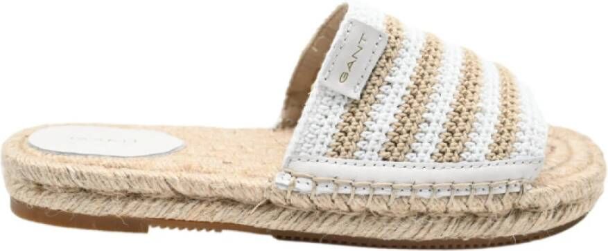 Gant Gebreide Sliders in Wit Beige Multicolor Dames