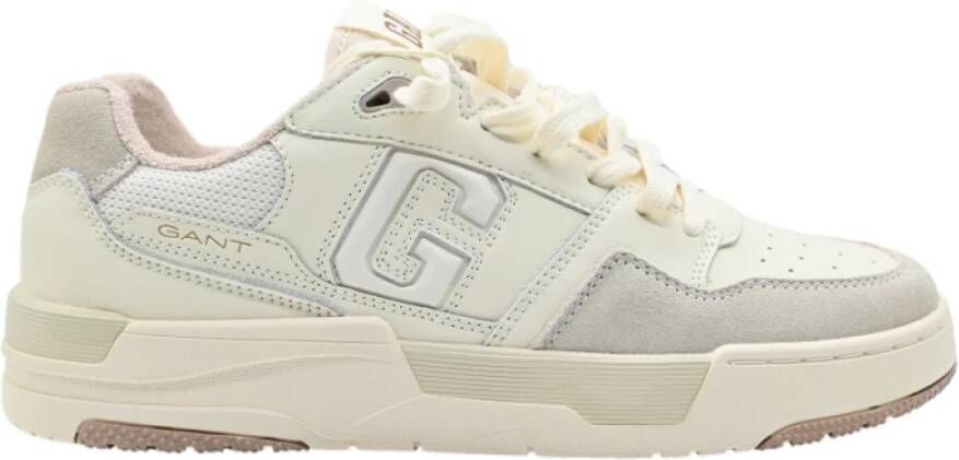 Gant Witte Leren Mesh Sneakers Beige Heren