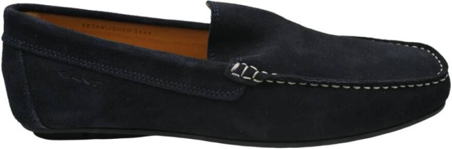 Gant Zijdezacht Suède Marine Mocassins Blue Heren