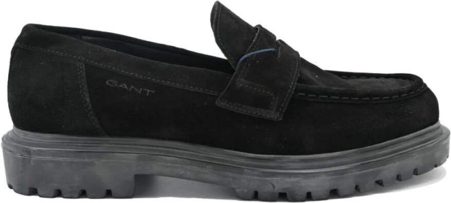 Gant Zwarte Cow Suede Mocassins Black Heren