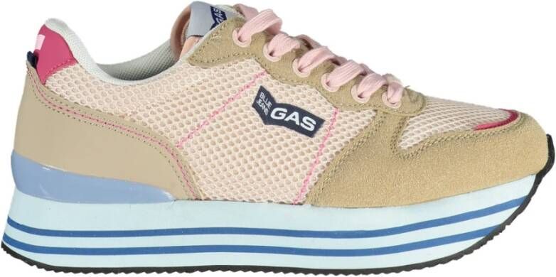 GAS Sportieve witte vetersneakers met contrastdetails Multicolor