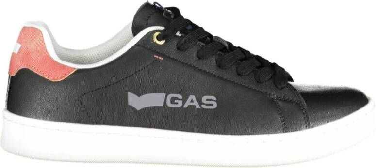 GAS Sportieve Zwarte Vetersneakers met Logo Black Heren