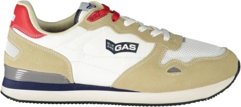 GAS Sportieve witte vetersneakers met contrastdetails White Heren