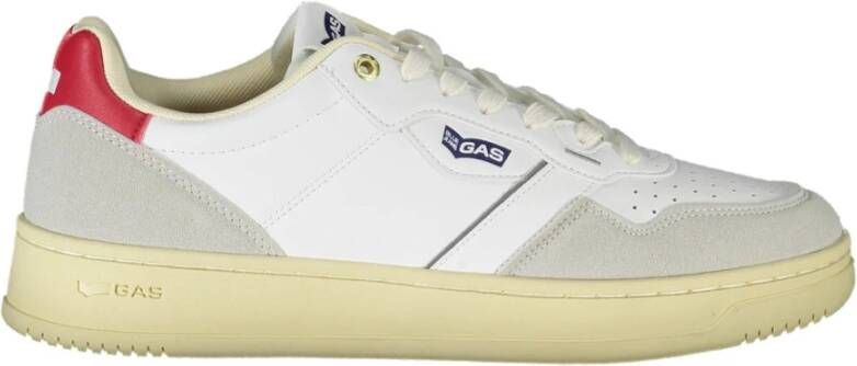 GAS Sportieve Vetersneakers Wit Contrast Logo White Heren