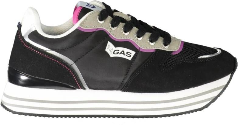 GAS Sportieve Vetersneakers Zwart Black Dames