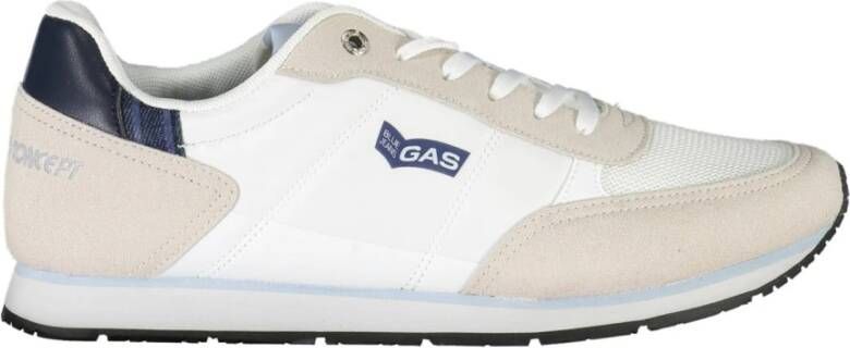 GAS Sportieve witte vetersneakers met contrastdetails White Heren