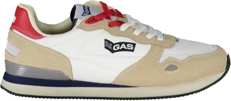 GAS Sportieve witte vetersneakers met contrastdetails White Heren