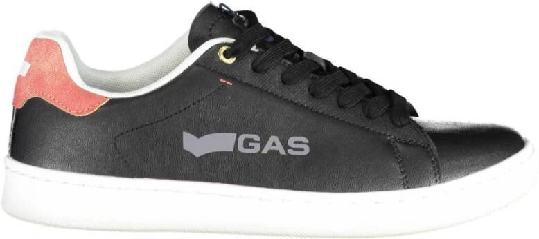 GAS Sportieve Zwarte Vetersneakers met Logo Black Heren