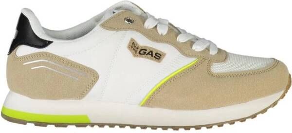 GAS Witte Polyester Sneaker met Contrastdetails Beige Heren