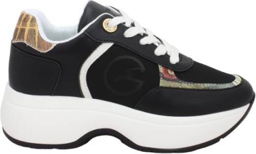 Gattinoni Zwarte Sneakers met Witte Contrastinzetten en Planetariumprint Black Dames