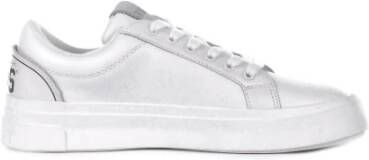 Gcds Witte leren sneaker met grijs inzetstuk White