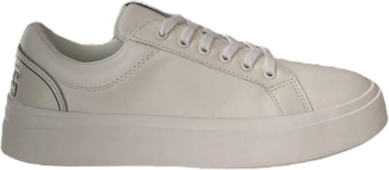 Gcds Witte leren sneaker met grijs inzetstuk White Heren