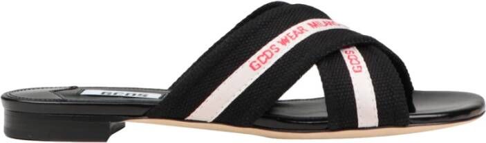 Gcds Zwarte en Grijze Platte Sandalen Black Dames