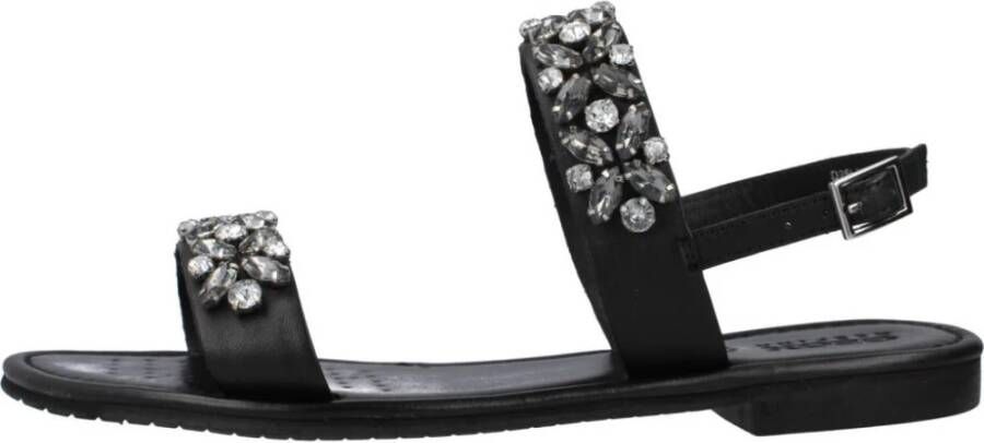 Geox Comfortabele platte sandalen voor vrouwen Black Dames