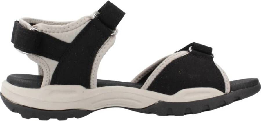 Geox Comfortabele platte sandalen voor vrouwen Black Dames