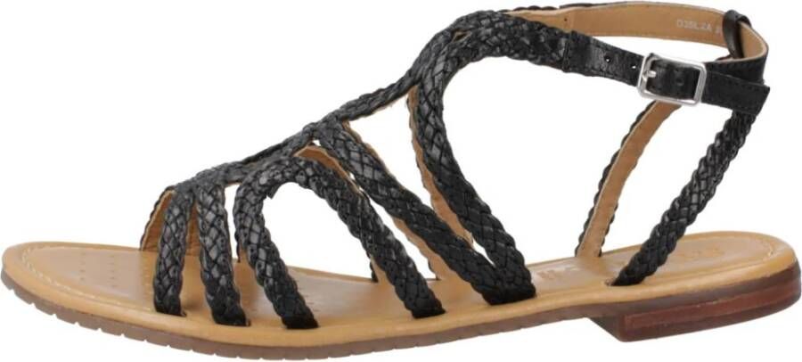 Geox Comfortabele platte sandalen voor vrouwen Black Dames