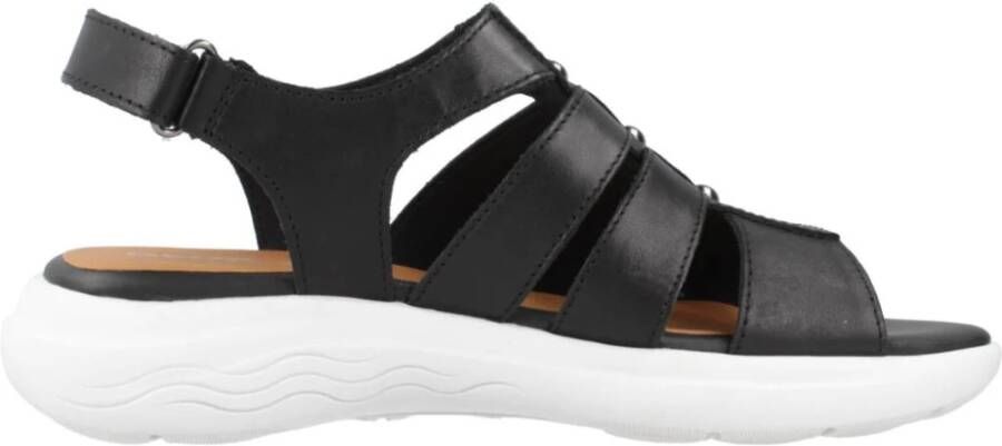 Geox Comfortabele platte sandalen voor vrouwen Black Dames