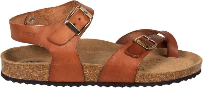 Geox Sandalen met ronde neus en enkelband Brown Dames