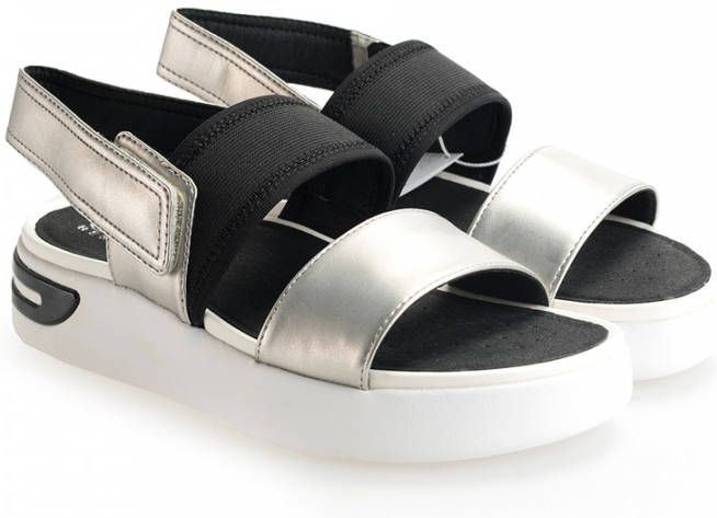 Geox silver black casual open sandals Grijs Dames