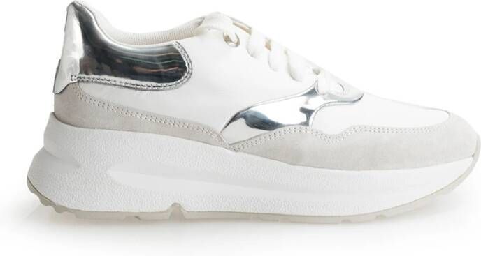 Geox Vetersneakers met ronde neus en platform White Dames