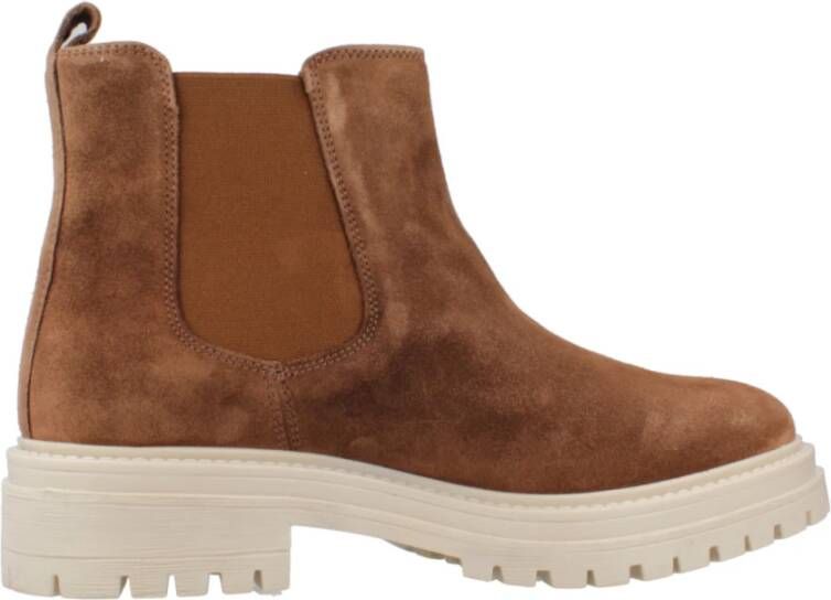 Geox Stijlvolle Chelsea Boots in Iridea-ontwerp Brown Dames