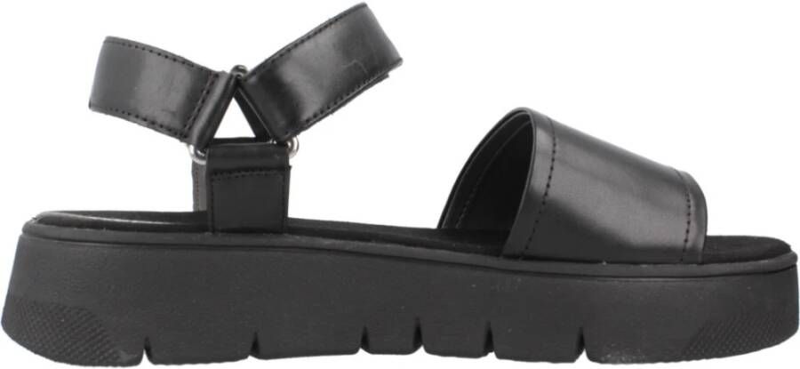 Geox Stijlvolle platte sandalen voor vrouwen Black Dames