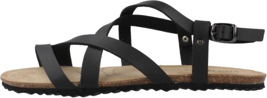 Geox Stijlvolle platte sandalen voor vrouwen Black Dames