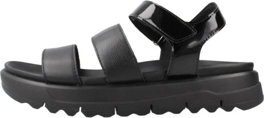 Geox Stijlvolle platte sandalen voor vrouwen Black Dames