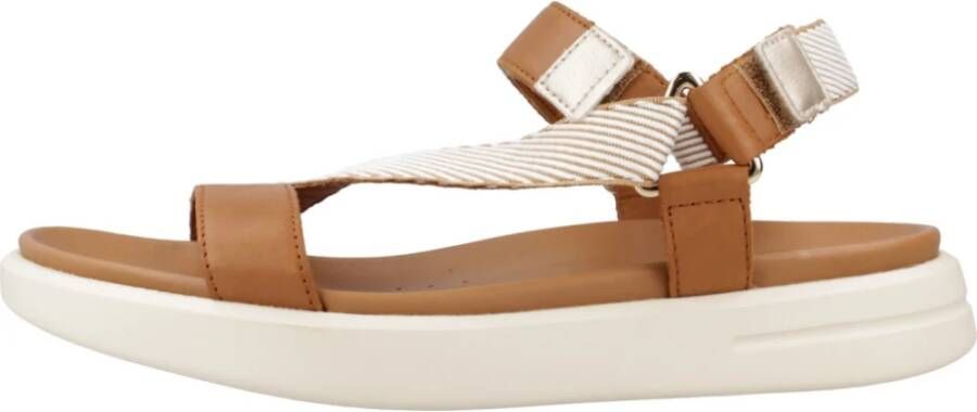 Geox Stijlvolle platte sandalen voor vrouwen Brown Dames