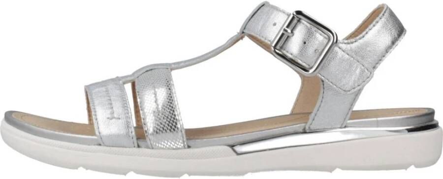 Geox Stijlvolle platte sandalen voor vrouwen Gray Dames