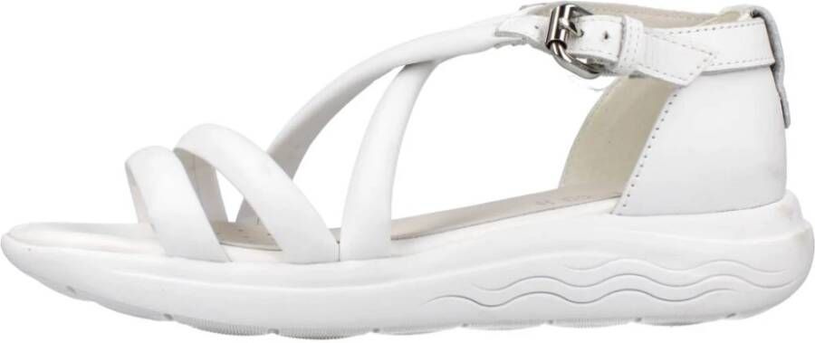 Geox Stijlvolle Platte Sandalen voor Vrouwen White Dames