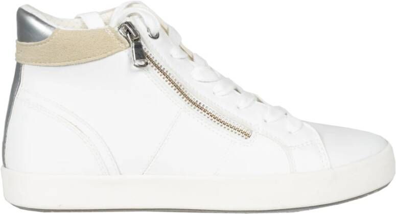 Geox Stijlvolle Veterschoenen met Hoge Top White Dames