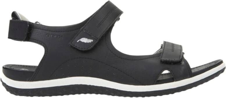 Geox Zwarte platte sandalen voor vrouwen Black Dames