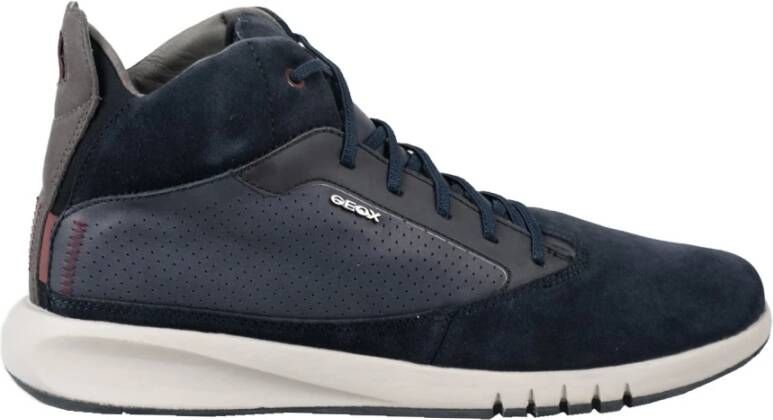 Geox Vetersneakers met geperforeerde zijkanten en leren zool Blauw Heren