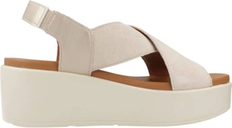 Geox Beige Platte Sandalen voor Vrouwen Beige Dames