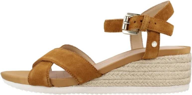 Geox Sleehaksandaaltjes D ISCHIA CORDA met sleehak in raffia-look