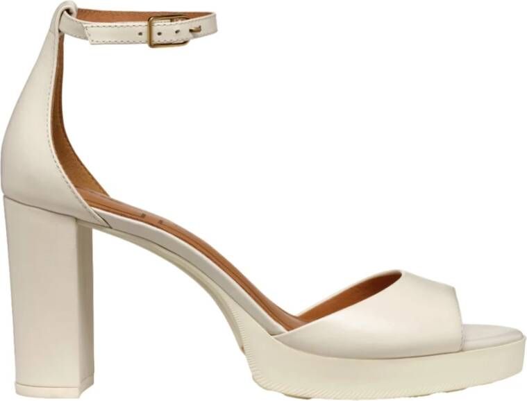 Geox Witte leren jurksandalen White Dames