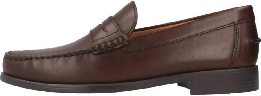 Geox Zwarte Leren Heren Loafers Brown Heren