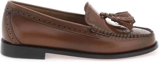 G.h. Bass & Co. Estelle Leren Mocassins met Broguering en Kwastjes Brown Dames