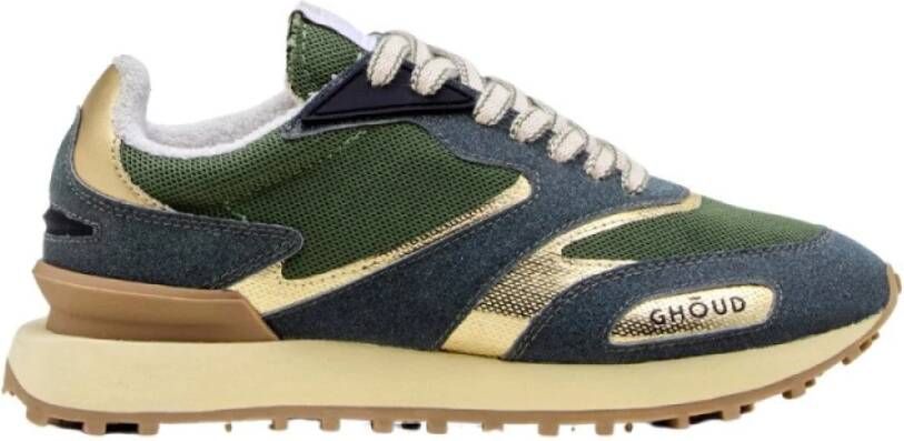 Ghoud Blauwe Mesh Sneakers met Gouden Leren Accenten Green Dames