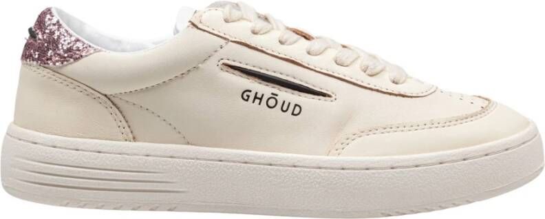 Ghoud Ivoor Roze Leren Veterschoenen Beige Dames