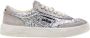 Ghoud Lage Glitter Sneakers met Zilver Glitter en Beige Suède White Dames - Thumbnail 1