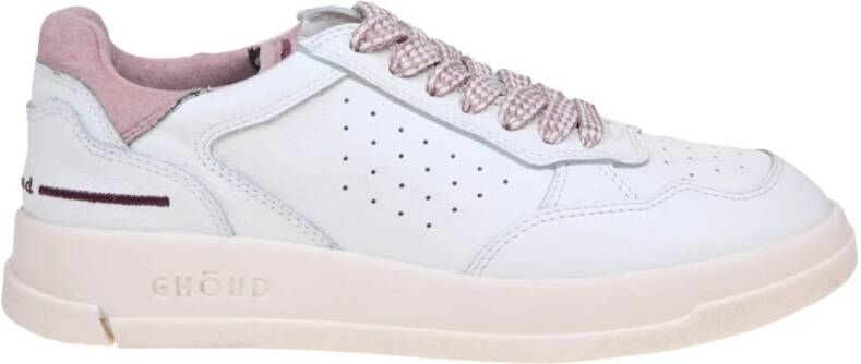 Ghoud Witte en Roze Leren Lage Sneakers White Dames