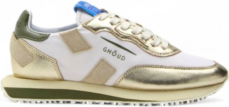 Ghoud Zachte Lage Nylon Sneakers in Wit en Goud White Dames