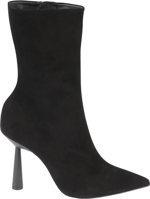 Gia Borghini Boots & laarzen Black Calf Suede Ankle Boots in zwart