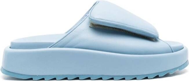 Gia Borghini Blauwe Leren Casual Open Teen Slides Blue Dames